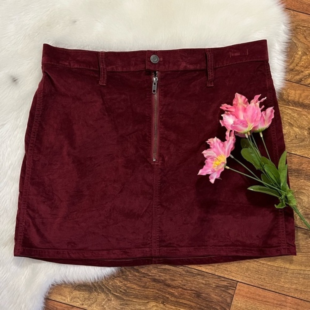 Madewell Stretch Velveteen Straight Zip Mini Skirt A1-05